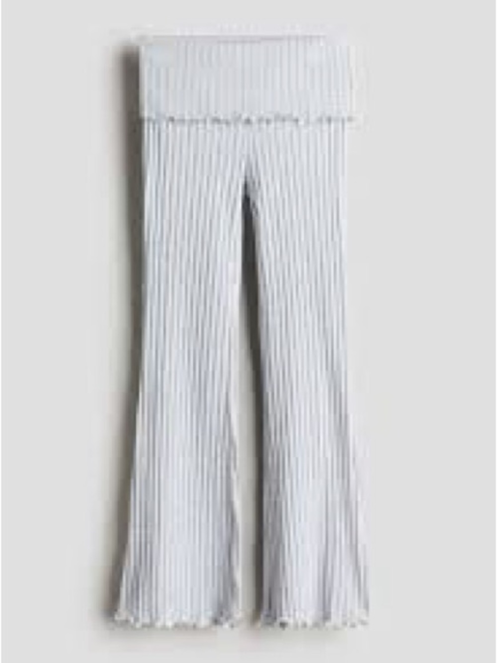 H&M Light Gray Ribbed Flare Leggings with Ruffle Waist